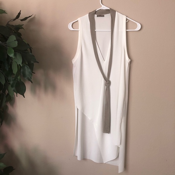 Zara Tops - NWOT Zara Asymmetrical Cream Tunic Blouse Neutral